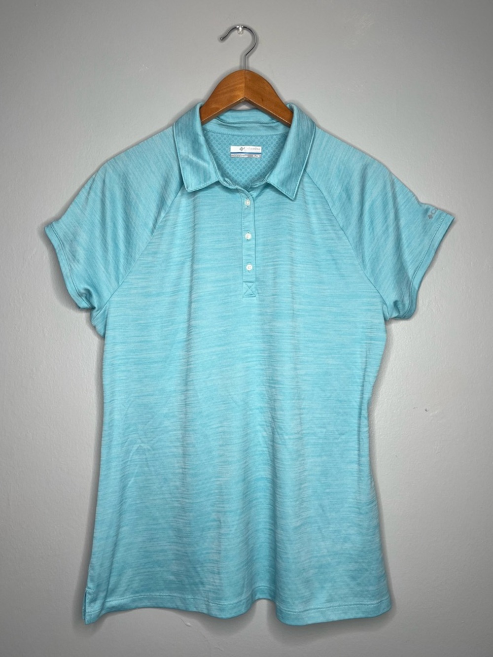 Columbia Sportwear Light Blue Heather Short Sleeve Performance Polo Golf Shirt B
